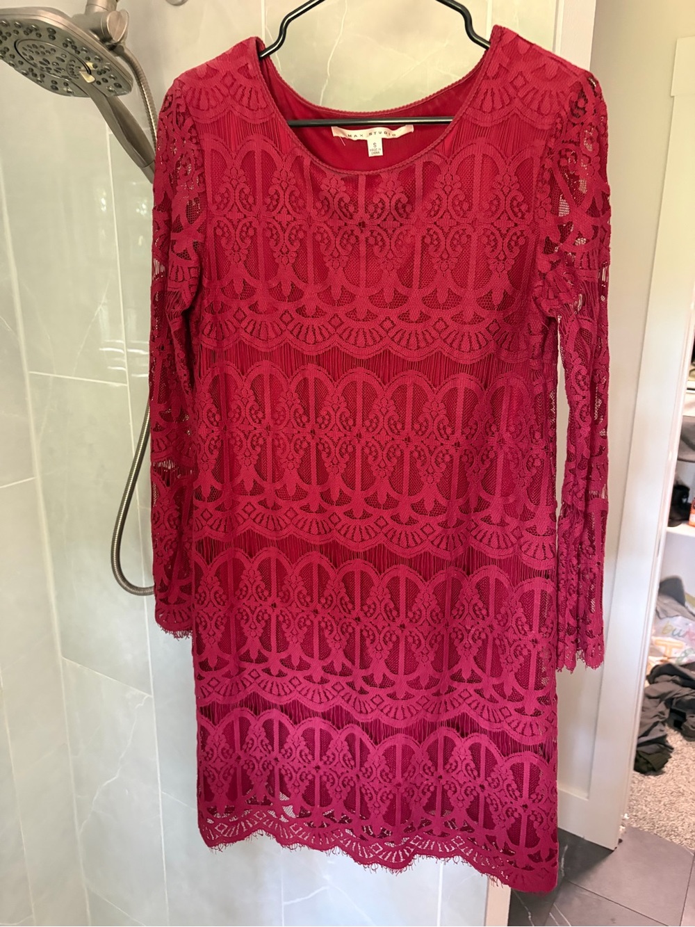 Max Studio Raspberry Red Lace Mini Dress